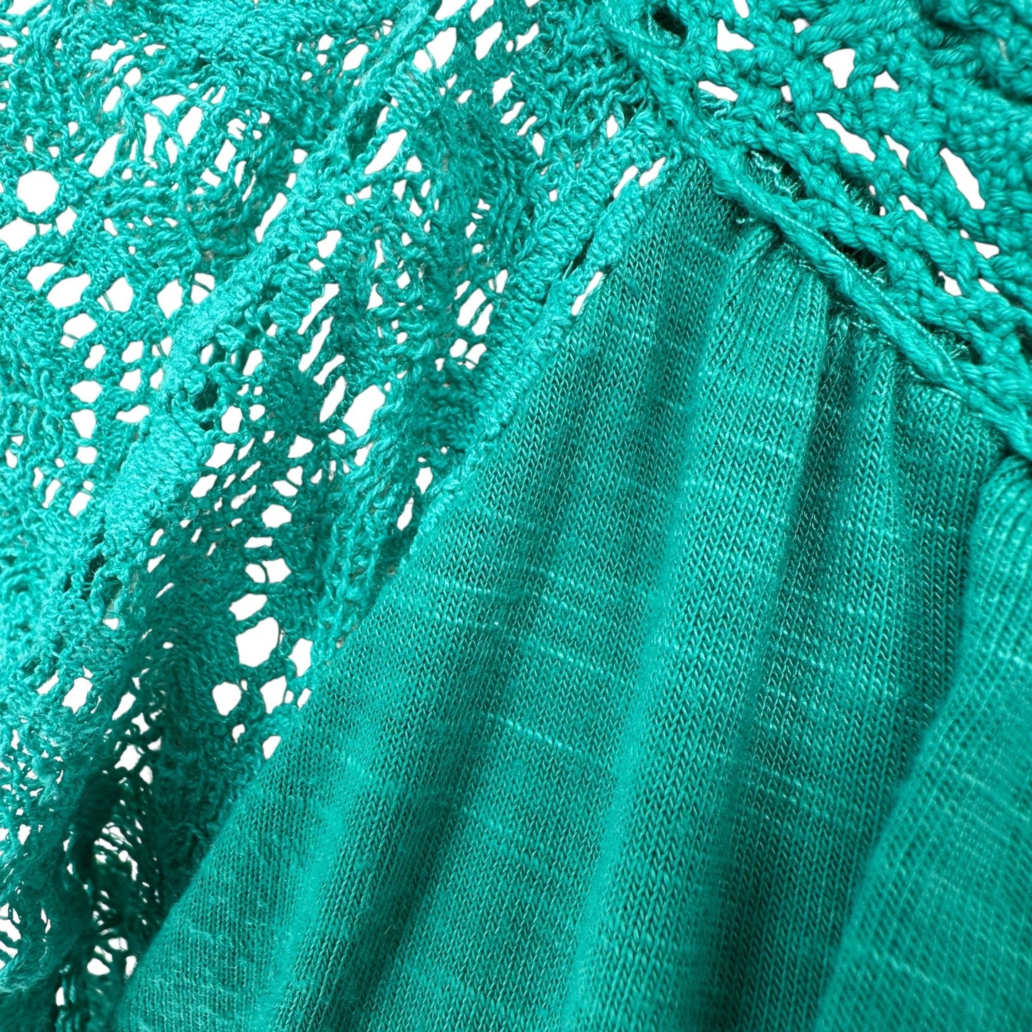 No Boundaries Blouse Juniors XL (15-17) Green Lace-Trimmed SS Poly Spandex Blend