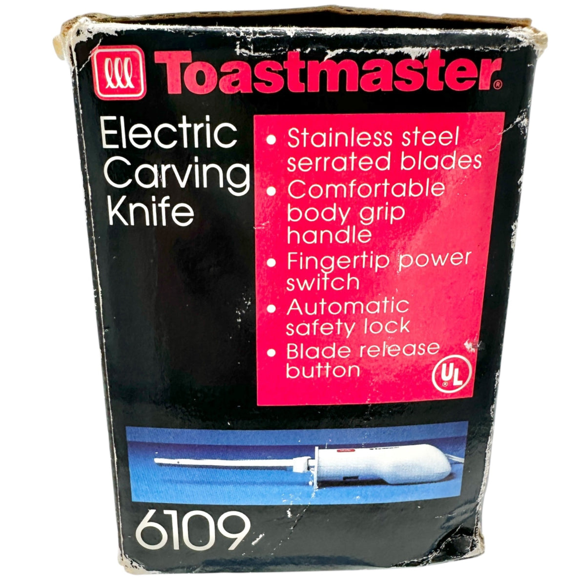 Toastmaster 6109 Electric Carving Knife Stainless Steel Serrated Blade & Manual