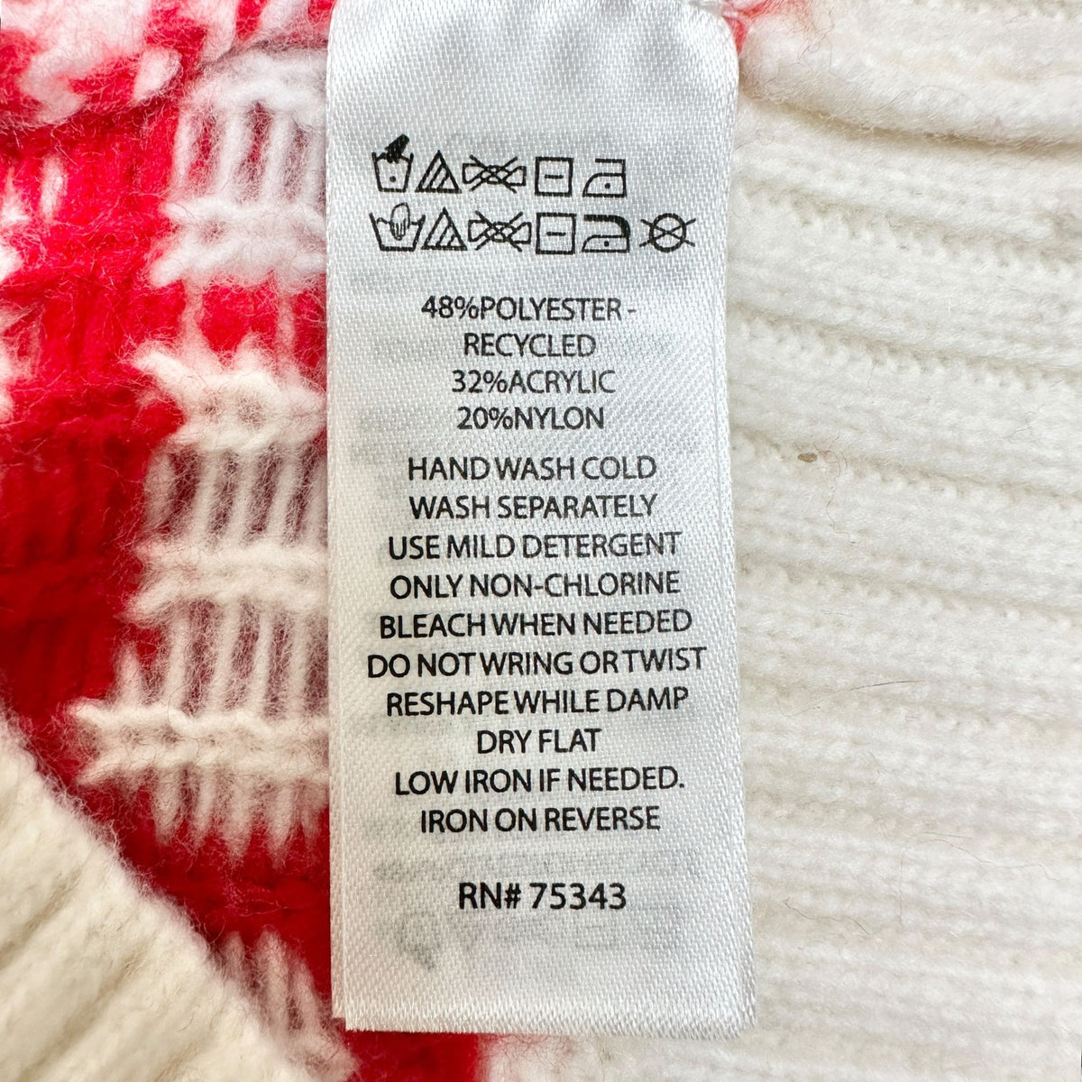 Jessica Simpson Half-Zip Turtleneck Sweater Red White Holiday Tree Heart Pattern