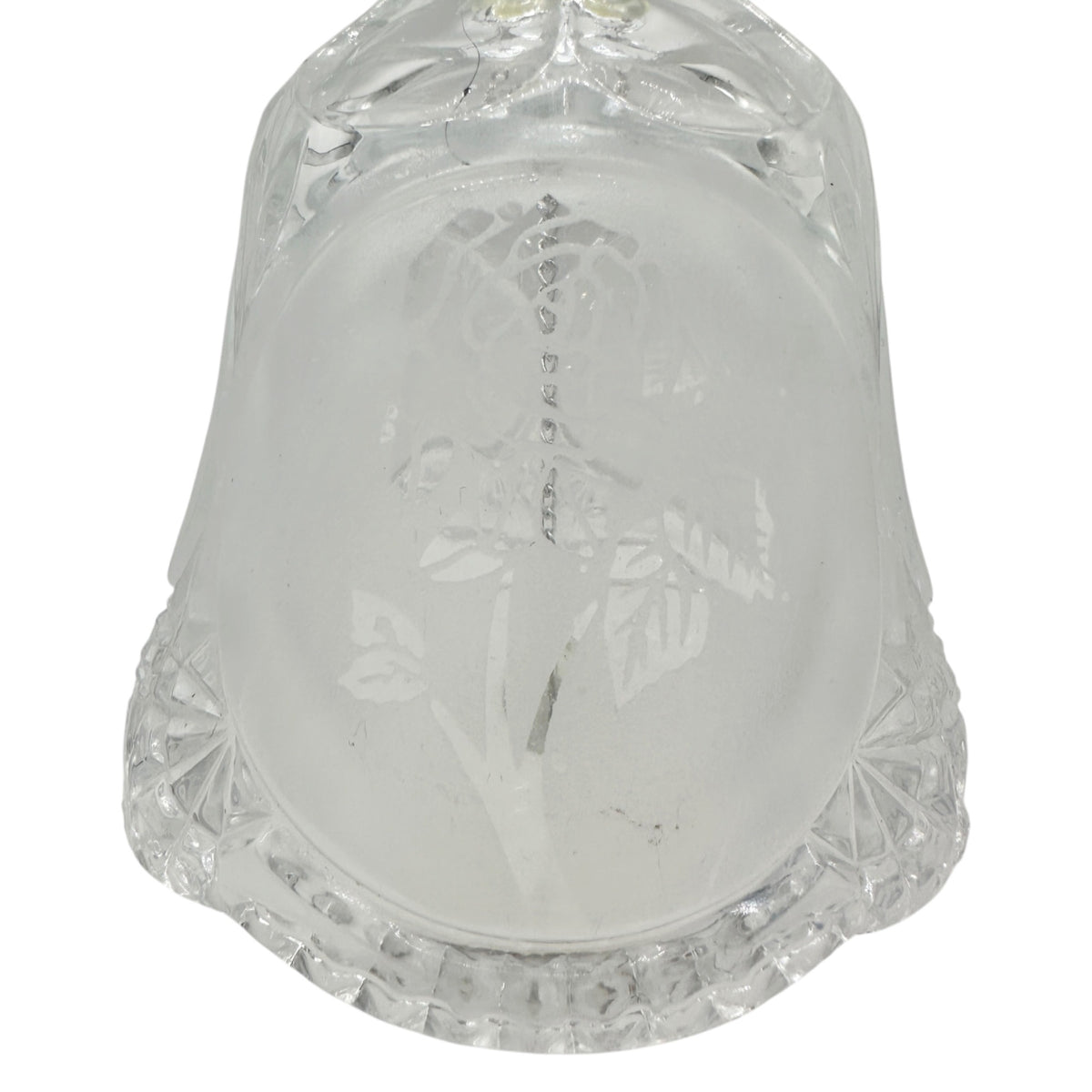 Lead Crystal Decorative Bell With Etched Rose Design Made In Taiwan 8" Tall