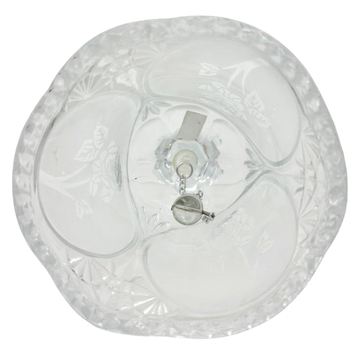 Lead Crystal Decorative Bell With Etched Rose Design Made In Taiwan 8" Tall