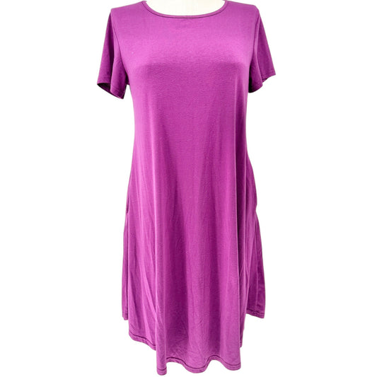 Womens Casual Dress XL A-Line Purple SS Pockets Cotton Blend Soft Lightweight