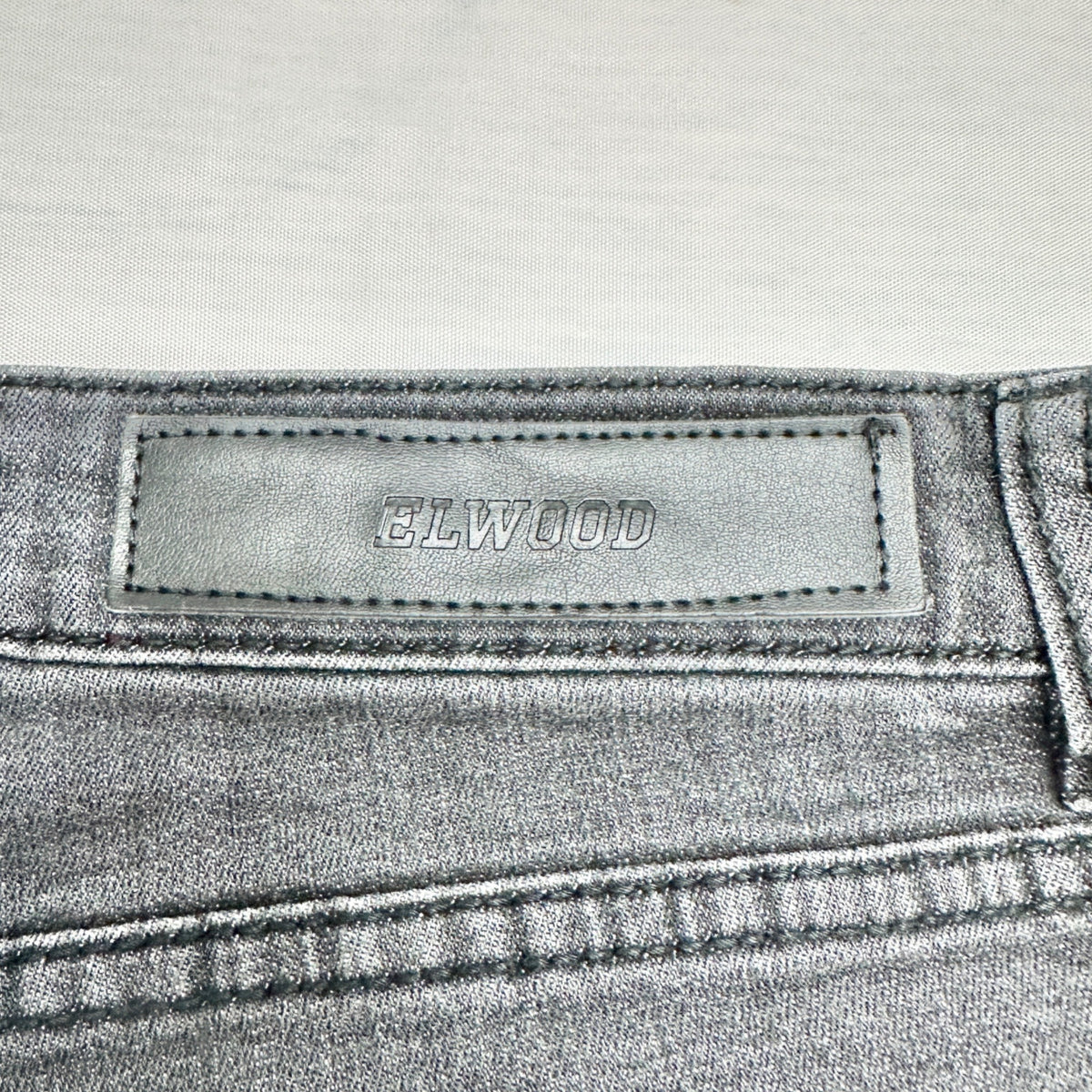 Elwood Mens Biker Jeans 36x30 With Distressed Detailing Faded Black Light Wash