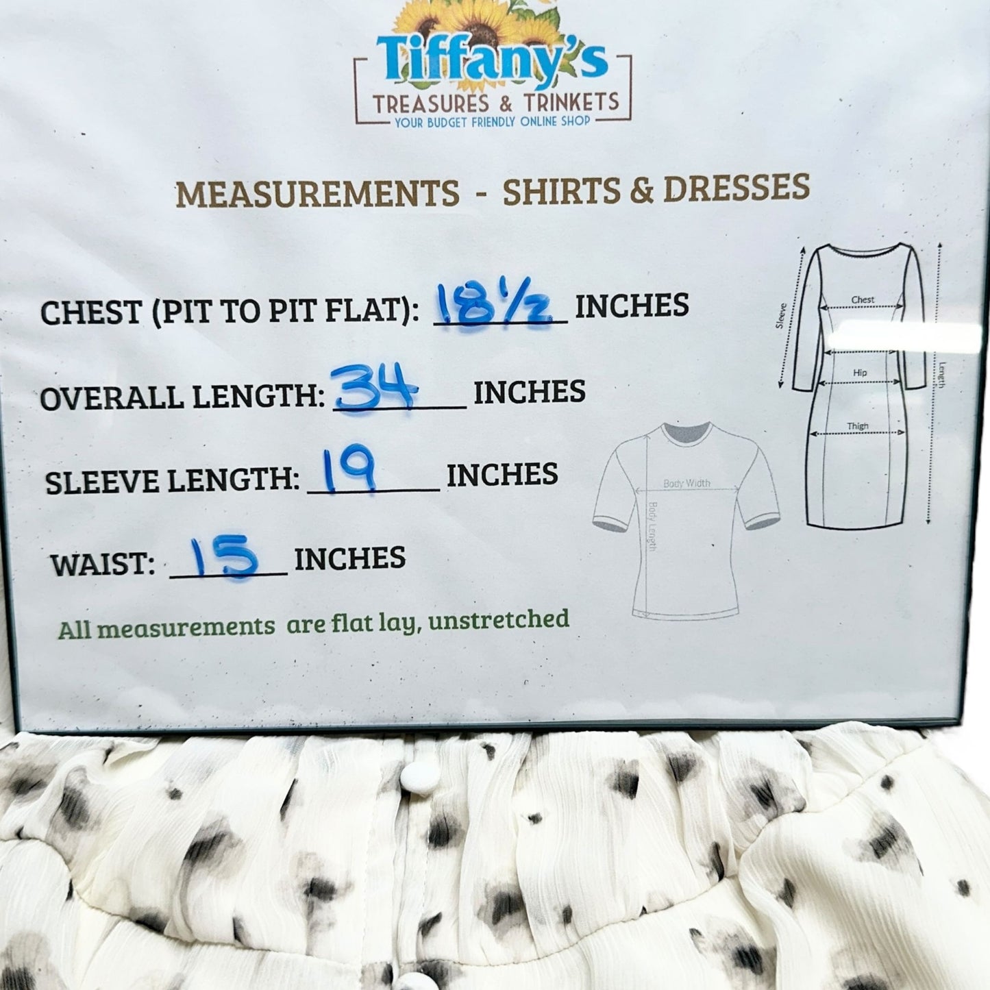 Simply Vera Vera Wang Dress Womens M White Beige Floral Print Ruffled Chiffon LS