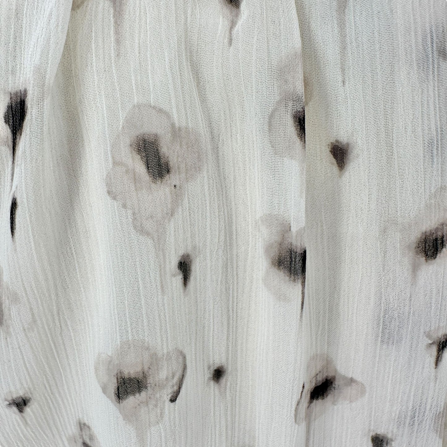 Simply Vera Vera Wang Dress Womens M White Beige Floral Print Ruffled Chiffon LS