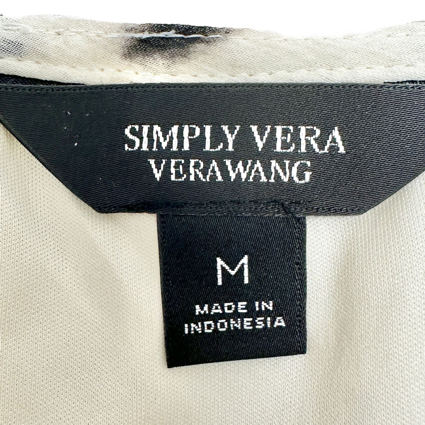 Simply Vera Vera Wang Dress Womens M White Beige Floral Print Ruffled Chiffon LS