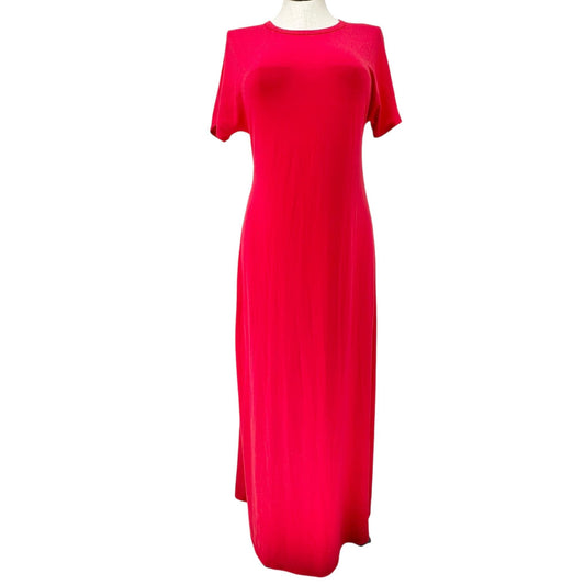 LuLaRoe Maria Maxi Dress Womens M Red SS Crew Neck Stretchy Soft Material