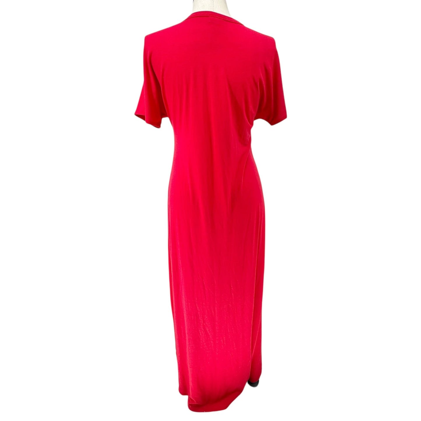 LuLaRoe Maria Maxi Dress Womens M Red SS Crew Neck Stretchy Soft Material