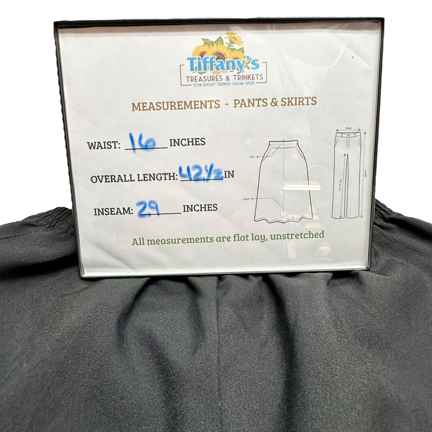 Blair Elastic Waist Pants Womens 18W Black Slit Pockets Comfortable Polyester