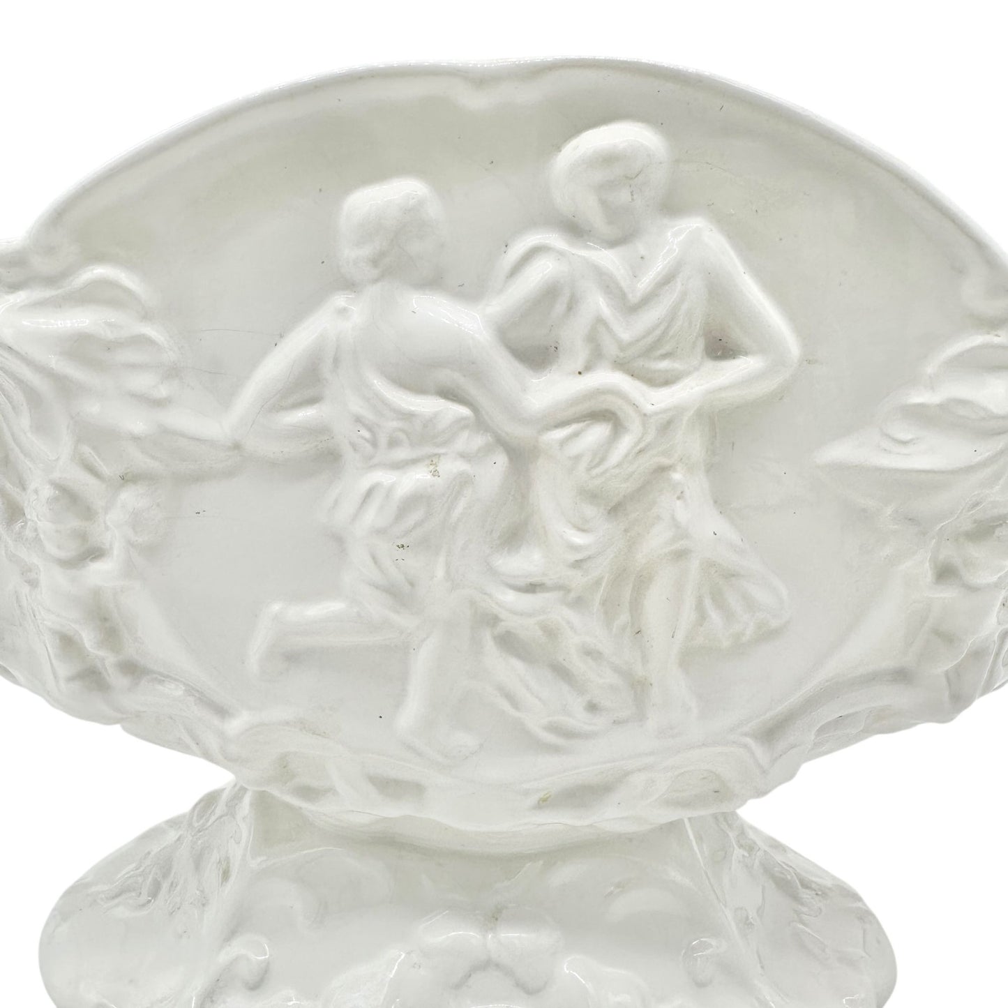 Antique Alcabaca Portugal Planter Centerpiece Fruit Bowl White Ceramic 17x8x6.5