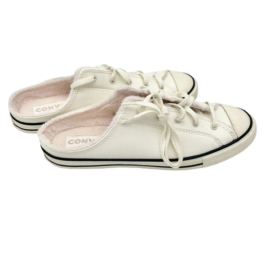 Converse All Star 9.5 Ivory Slip On Shoes Pink Fur Interior