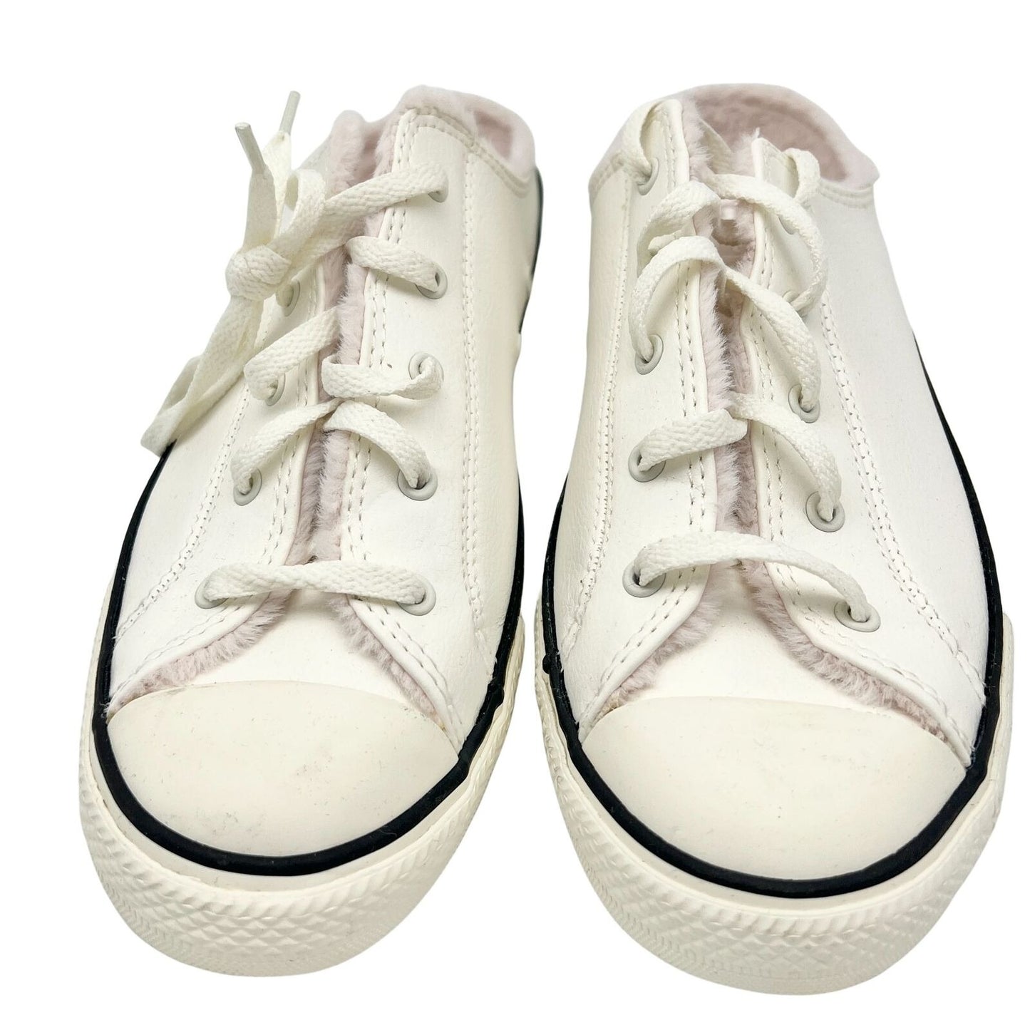Converse All Star 9.5 Ivory Slip On Shoes Pink Fur Interior