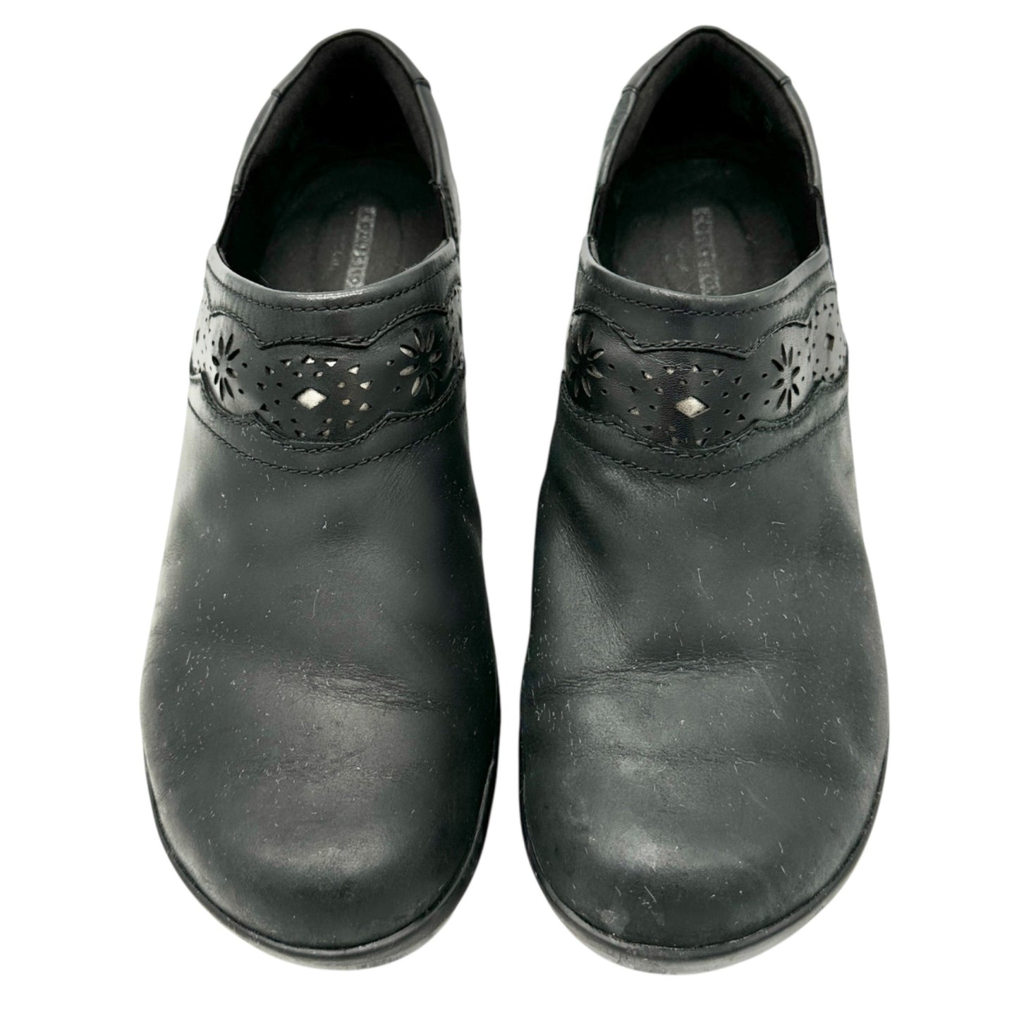 Collection by Clarks Marion Helen Clogs Womens 9.5W Black Leather Wedge Slip Ons