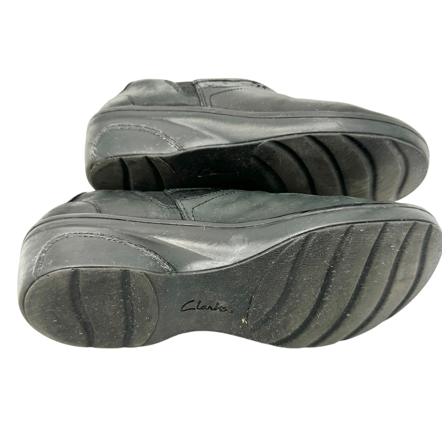 Collection by Clarks Marion Helen Clogs Womens 9.5W Black Leather Wedge Slip Ons