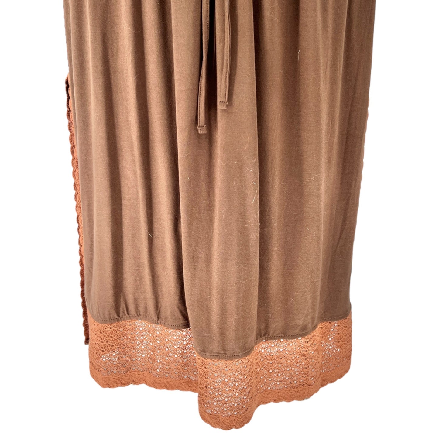 Swimsuits For All Cover-Up Dress 18/20 Brown Drawstring Waist Lace Hem Side Slit