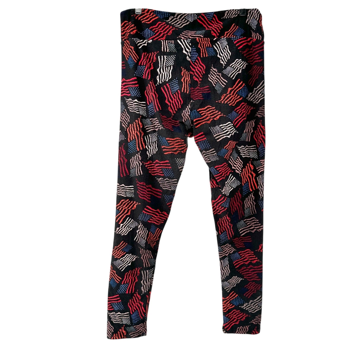 LuLaRoe Leggings Womens Tall and Curvy Black USA Flags Patriotic Americana