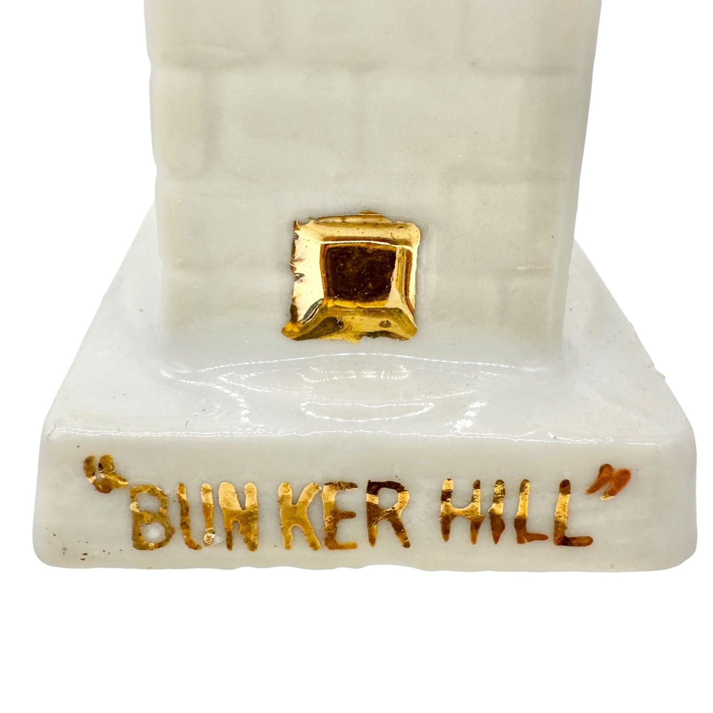 Vintage Ceramic Bunker Hill Monument Salt and Pepper Shakers Japan Gold Accents