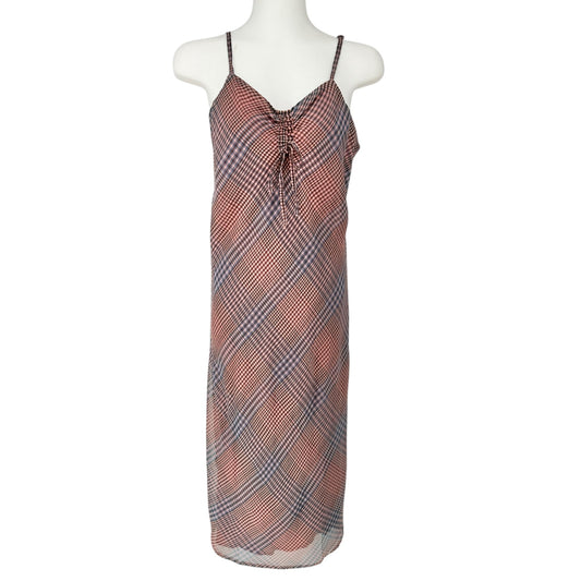Aéropostale Womens Plaid Slip Dress S Dusty Rose and Blue Lined Rayon Polyester