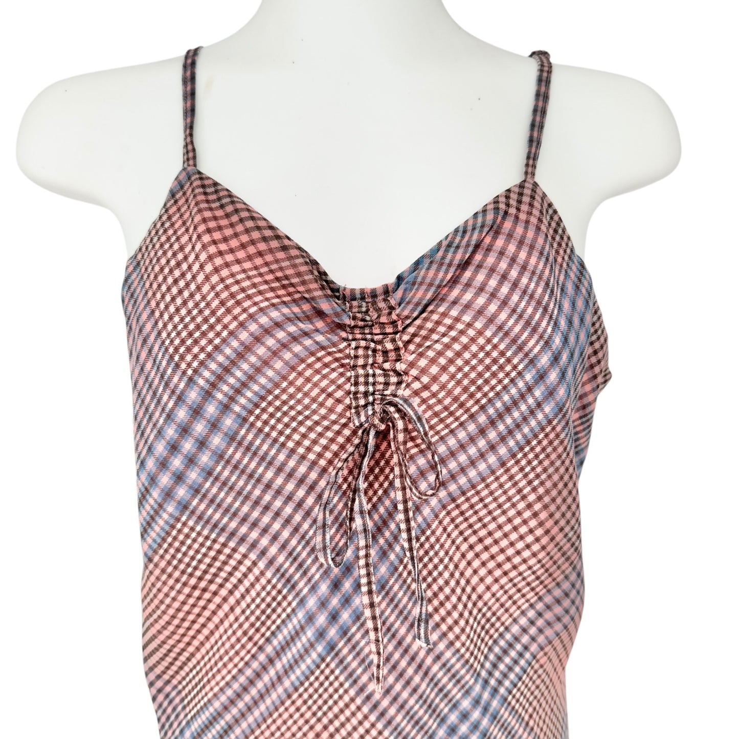 Aéropostale Womens Plaid Slip Dress S Dusty Rose and Blue Lined Rayon Polyester