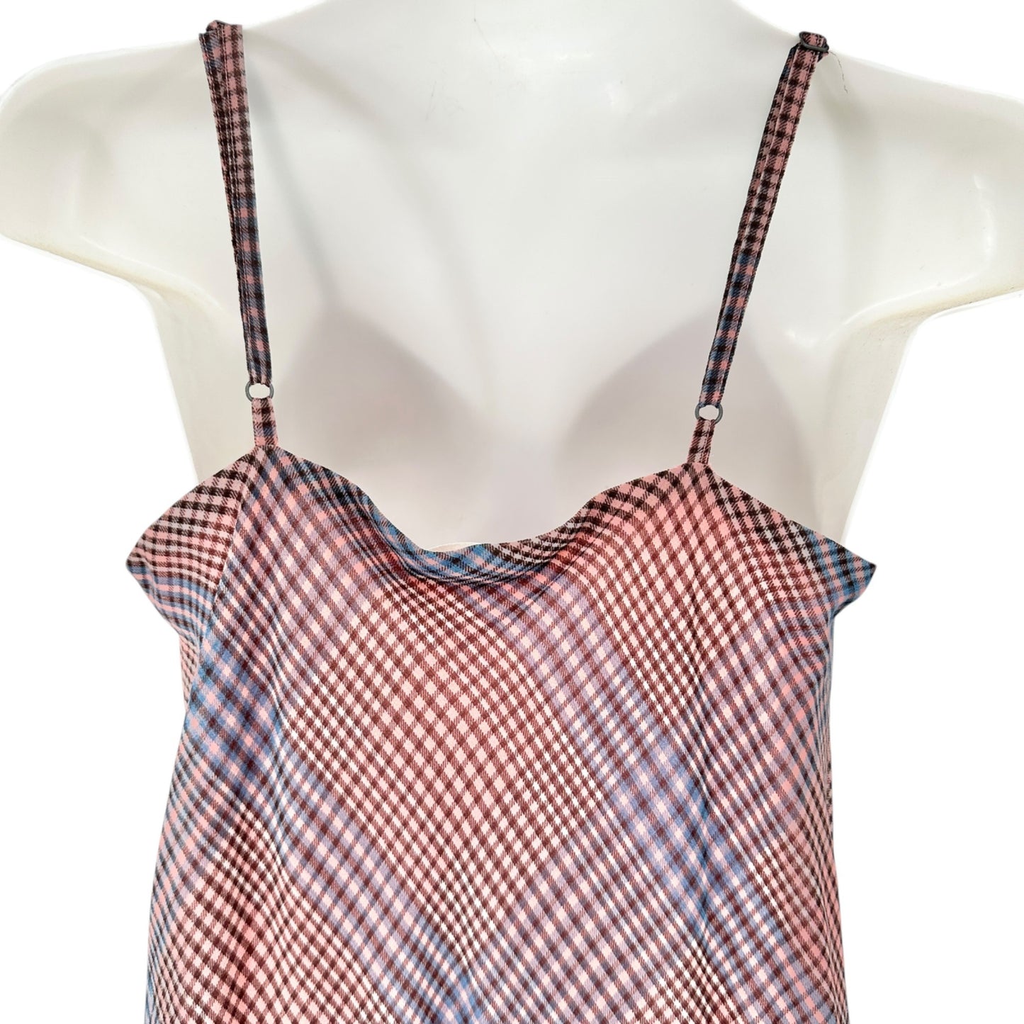 Aéropostale Womens Plaid Slip Dress S Dusty Rose and Blue Lined Rayon Polyester