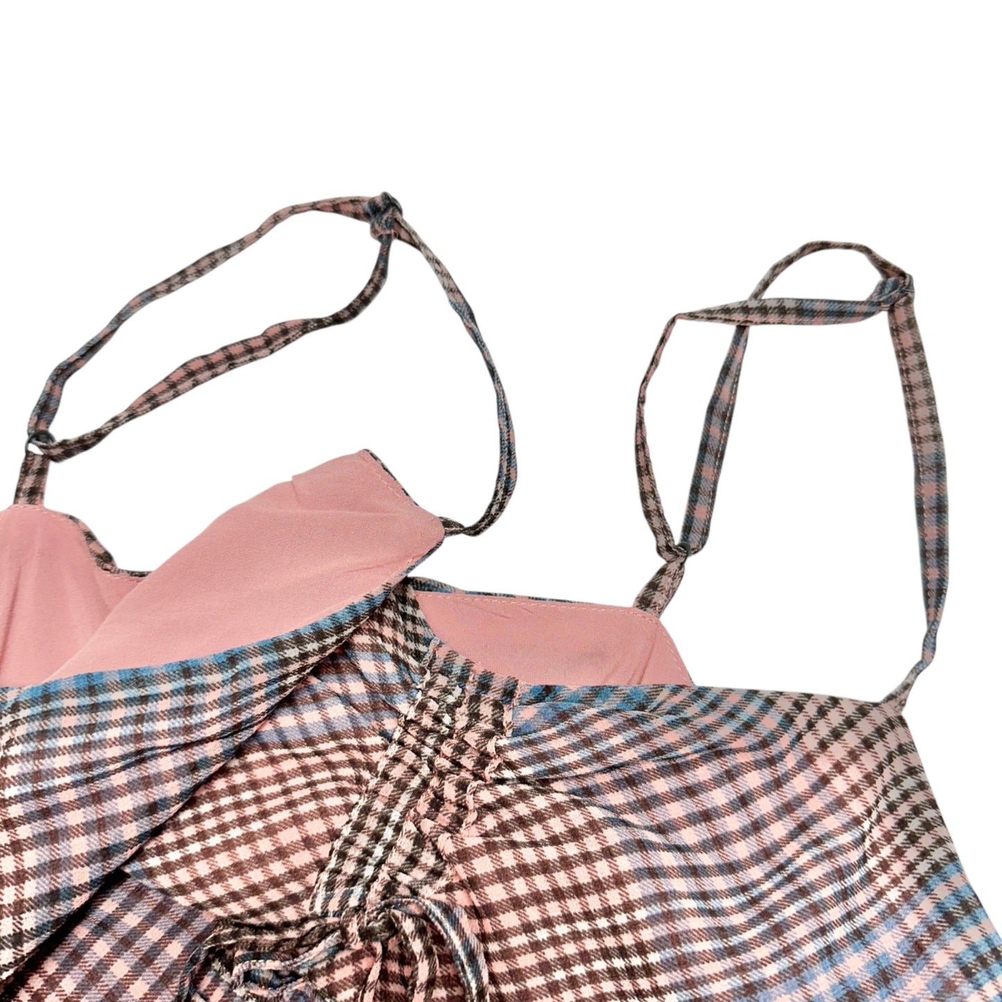 Aéropostale Womens Plaid Slip Dress S Dusty Rose and Blue Lined Rayon Polyester
