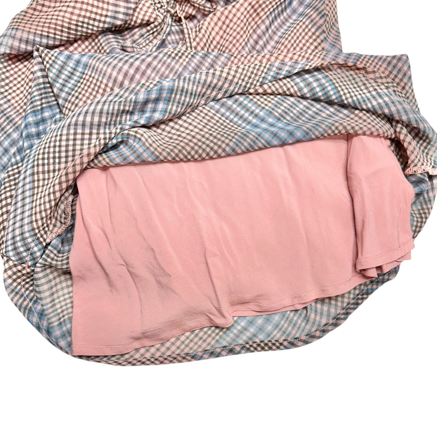Aéropostale Womens Plaid Slip Dress S Dusty Rose and Blue Lined Rayon Polyester