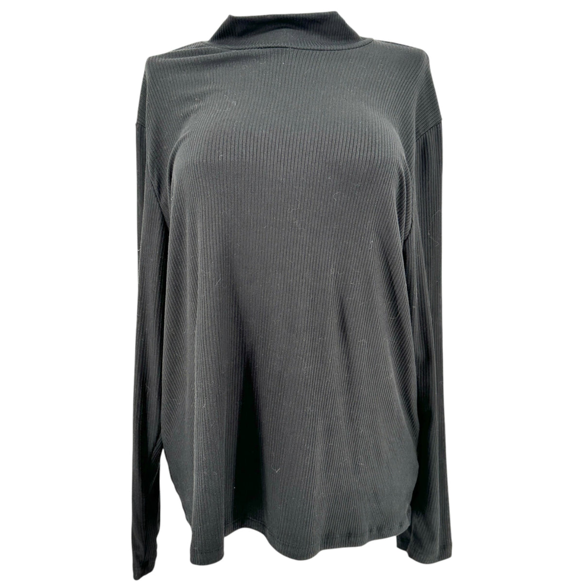 Lularoe Penelope Top Womens 3XL Black Ribbed Mock Neck LS Polyester Spandex NWT