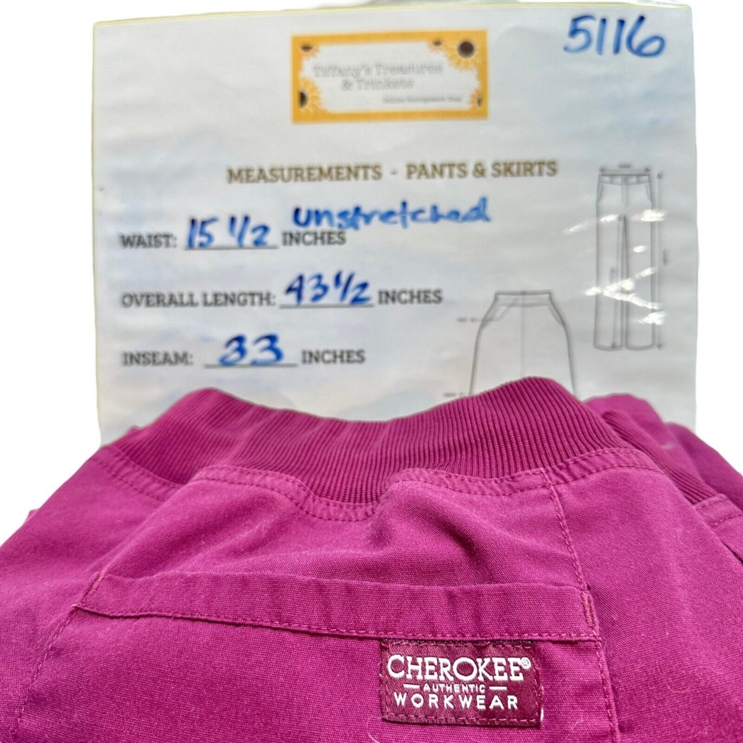 Cherokee Workwear Womens Scrub Pants M Burgundy Wine Style WW170T Medical Dental