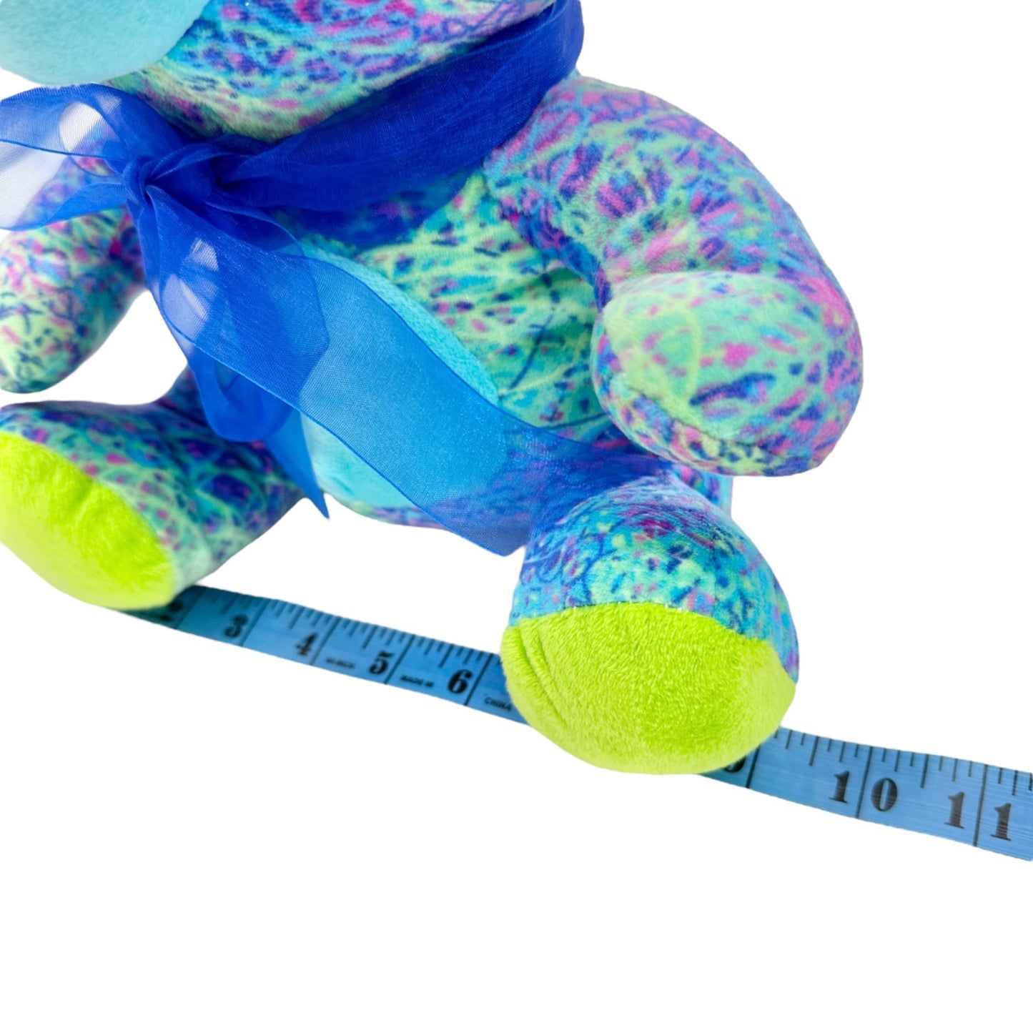 Fiesta Sitting Scribble Plush Bear Toy Blue Yellow Green Age 3+ 11x10x7