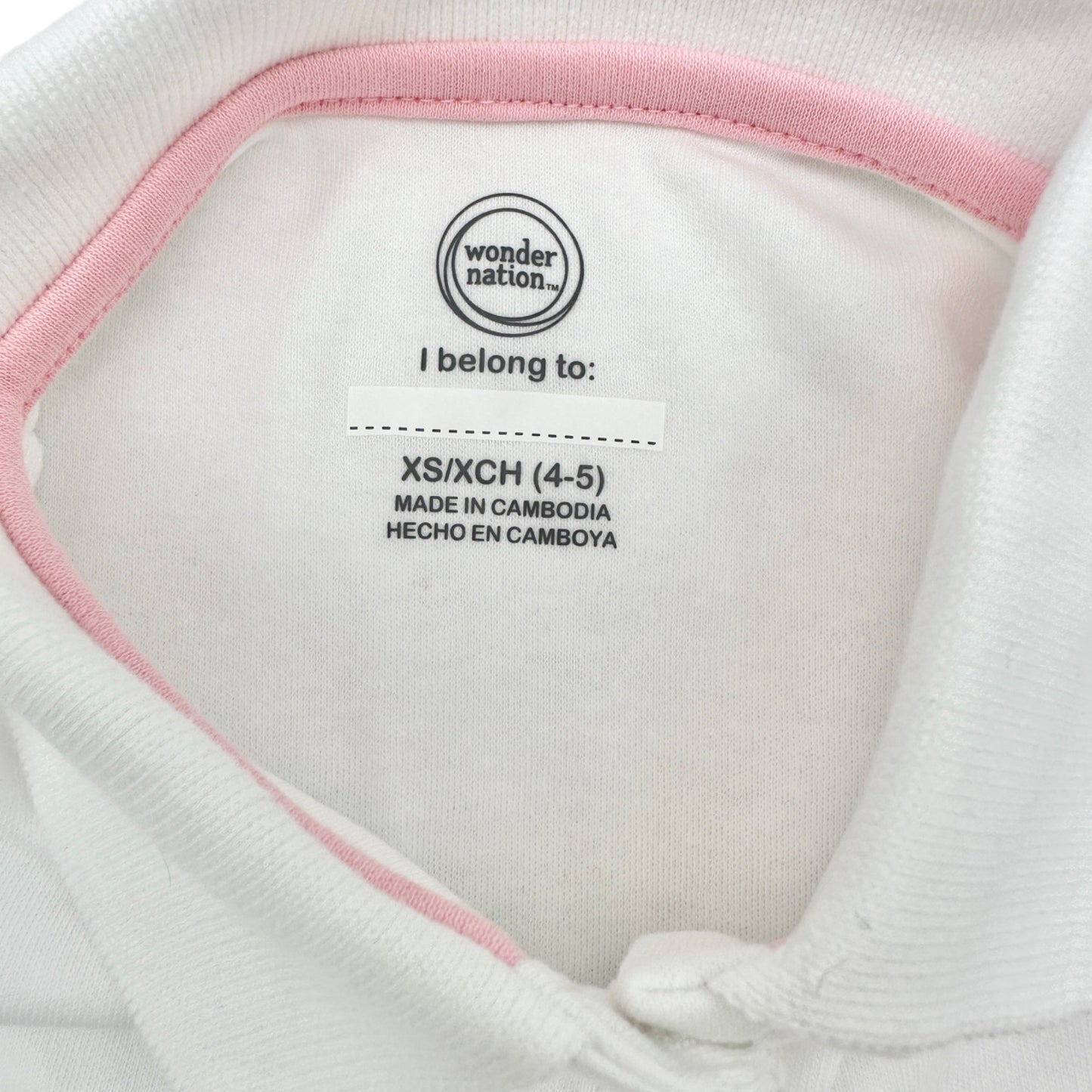 Wonder Nation Girls Uniform Short Sleeve Polo-style White XS Tagless Comfort NEW