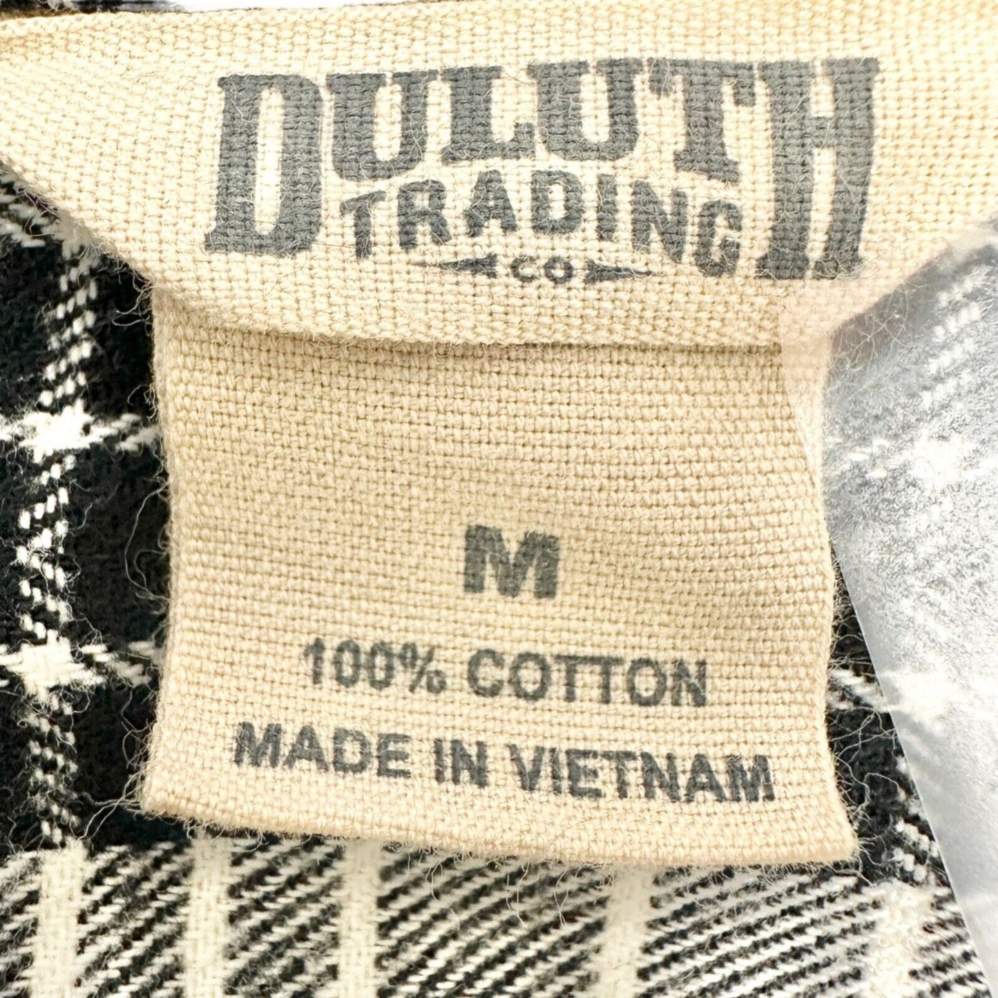 Duluth Trading Co Women's M Flannel Shirt Black White Long Sleeve Button Up