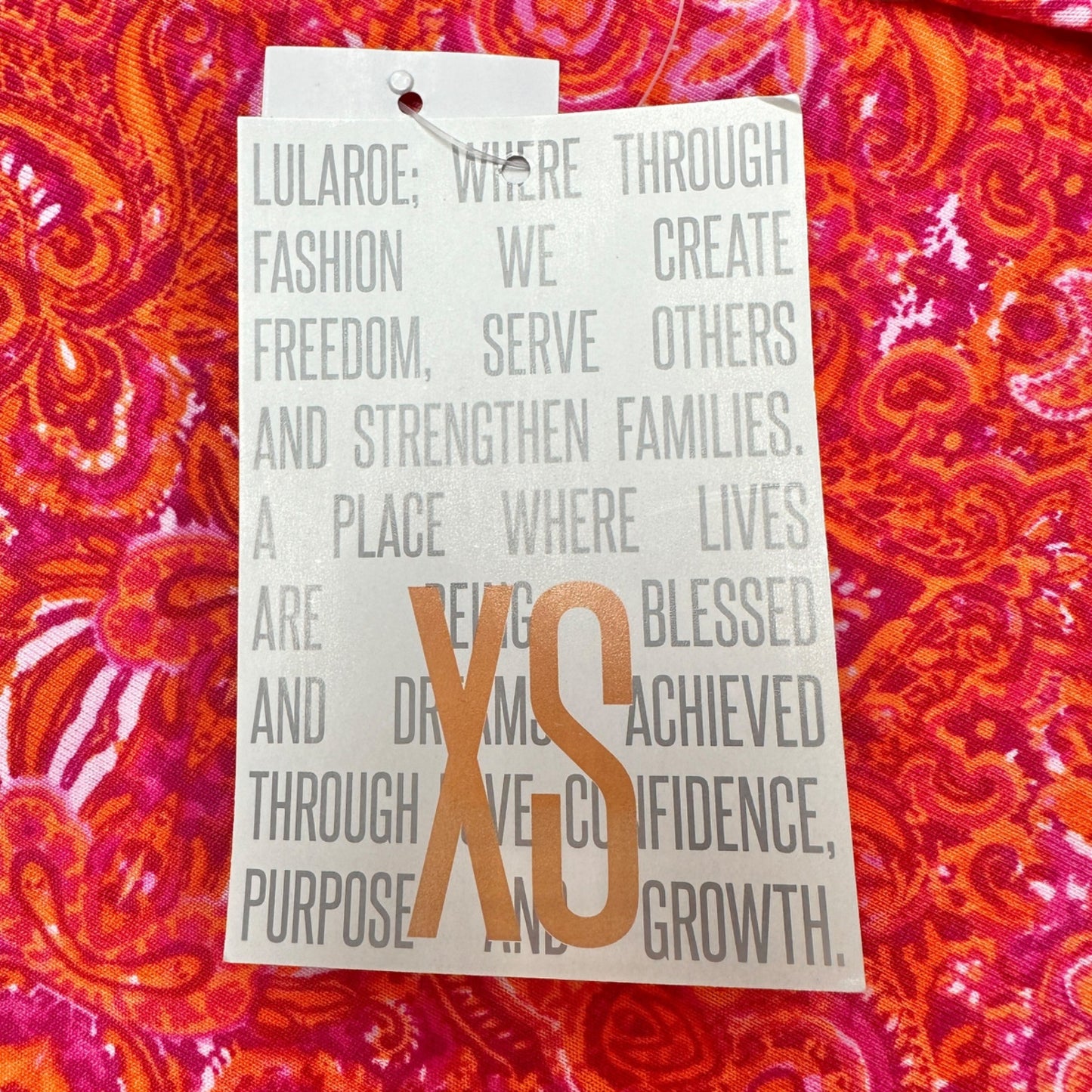 LuLaRoe Retired Julia Dress XS Orange with Fuschia Graphic Print SS Form Fit NWT