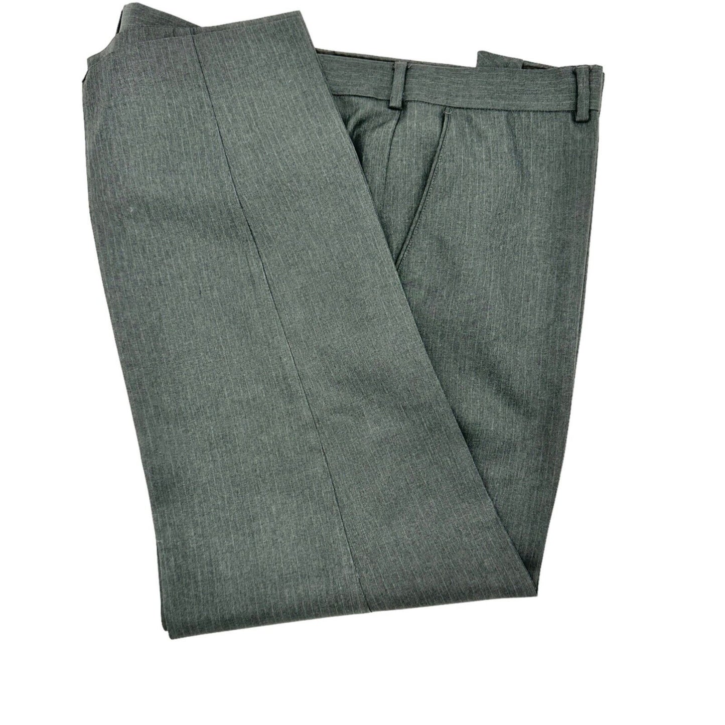 Van Heusen Mens Gray Pinstripe Dress Pants 40x30 Flat Front
