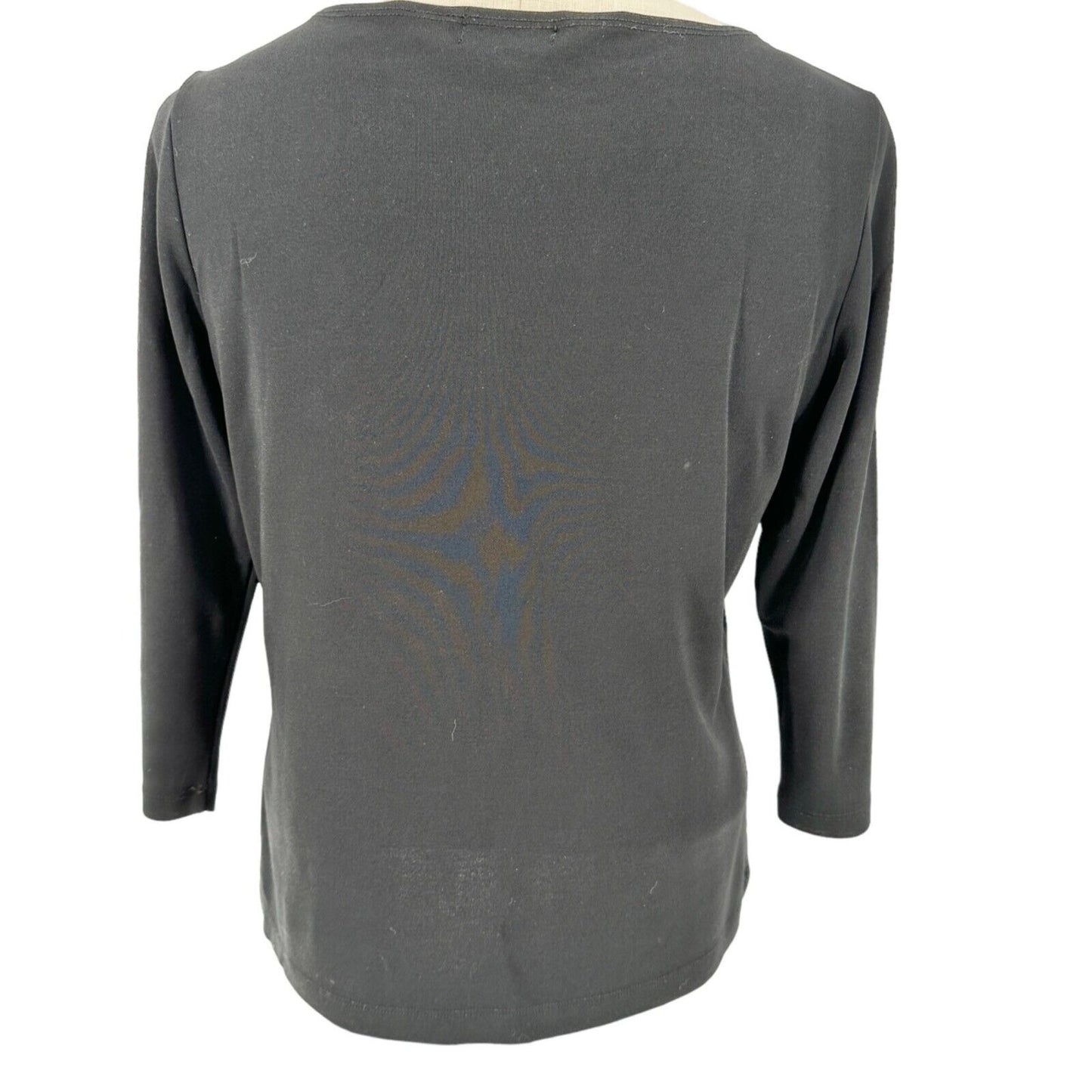 Liz Claiborne Collection Top Women's Medium Black with Black Floral Embroidery