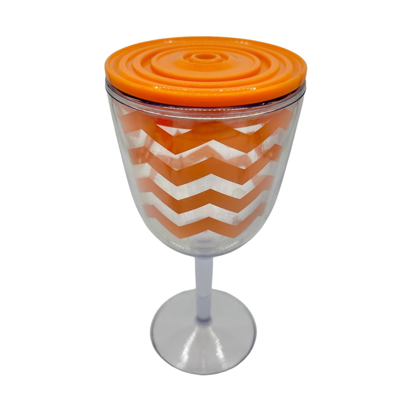 Plastic Wine Glasses with Lids Set of 4 Multicolor Striped & Chevron Designs