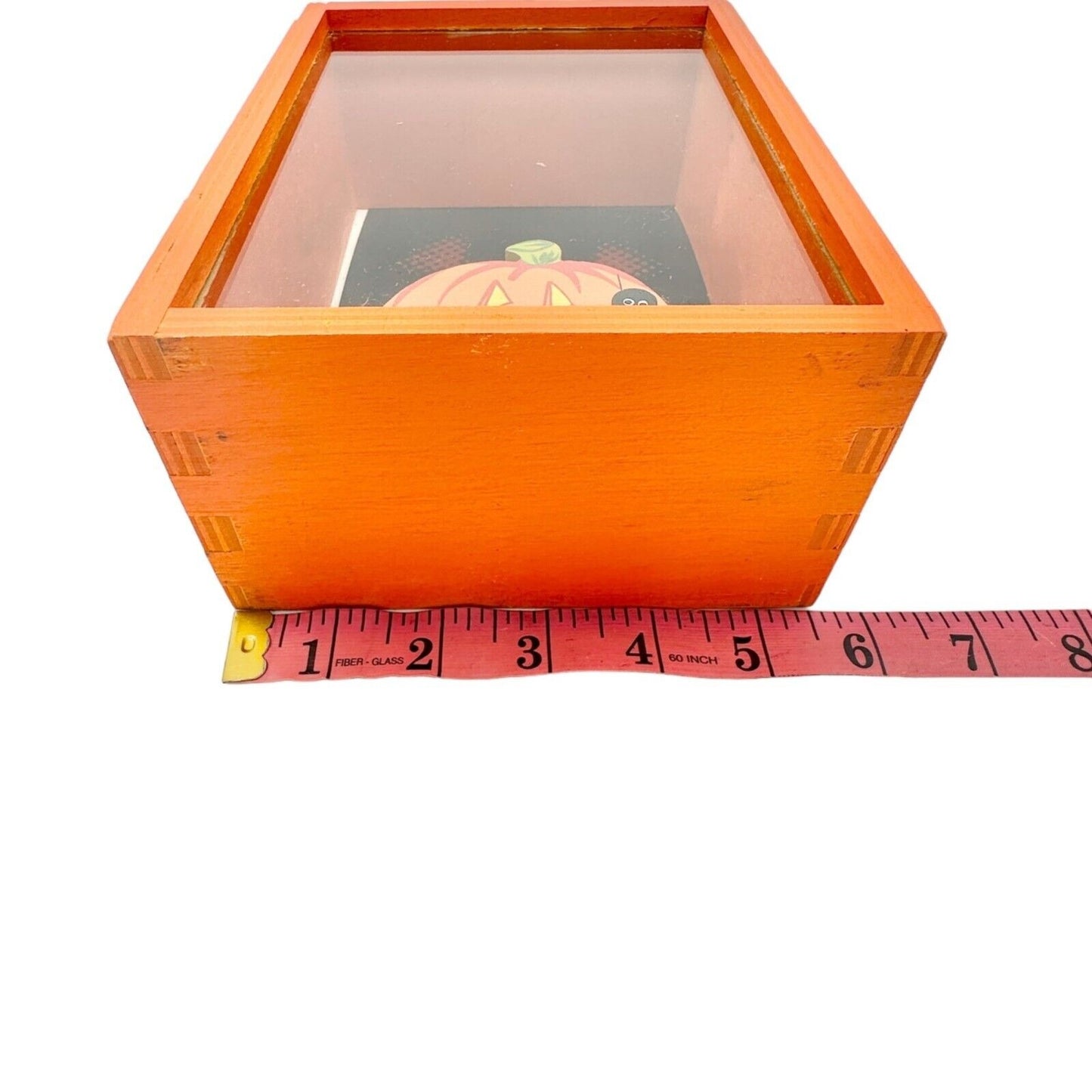 Halloween Handmade Shadow Box 7.5 x 5.5 x 3 in Orange Black Pumpkin