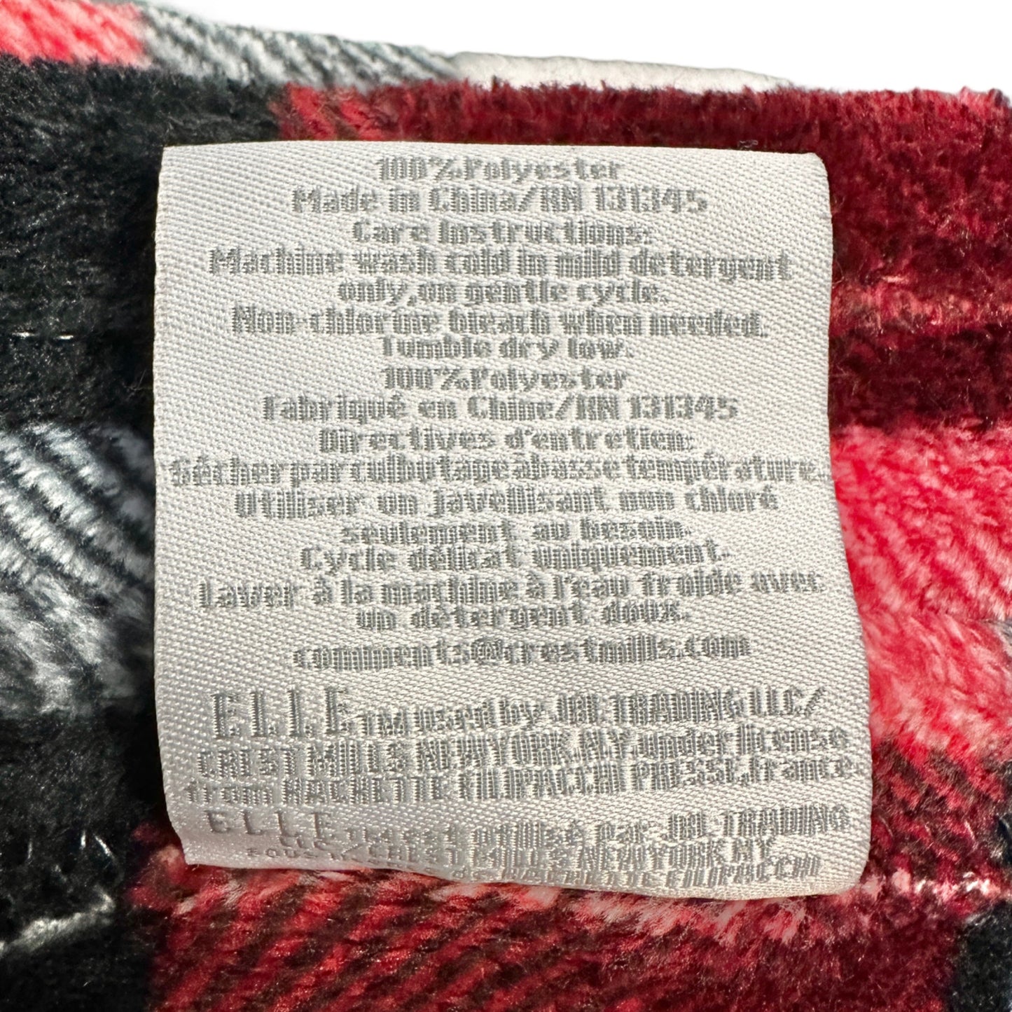 Elle Decor Throw Blanket 72x47 Red Black Plaid Deer Head Embellishment Soft