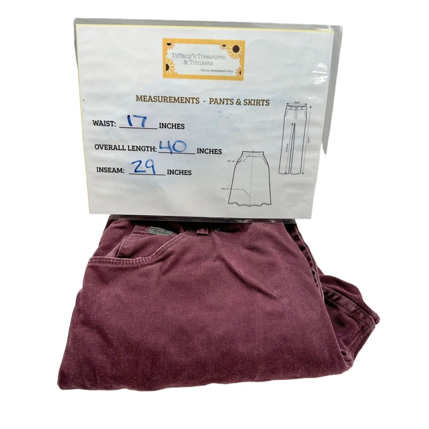 Wrangler Vintage Jeans Women's 18 x 30 Maroon Denim 5 Pocket Zip Button Closure