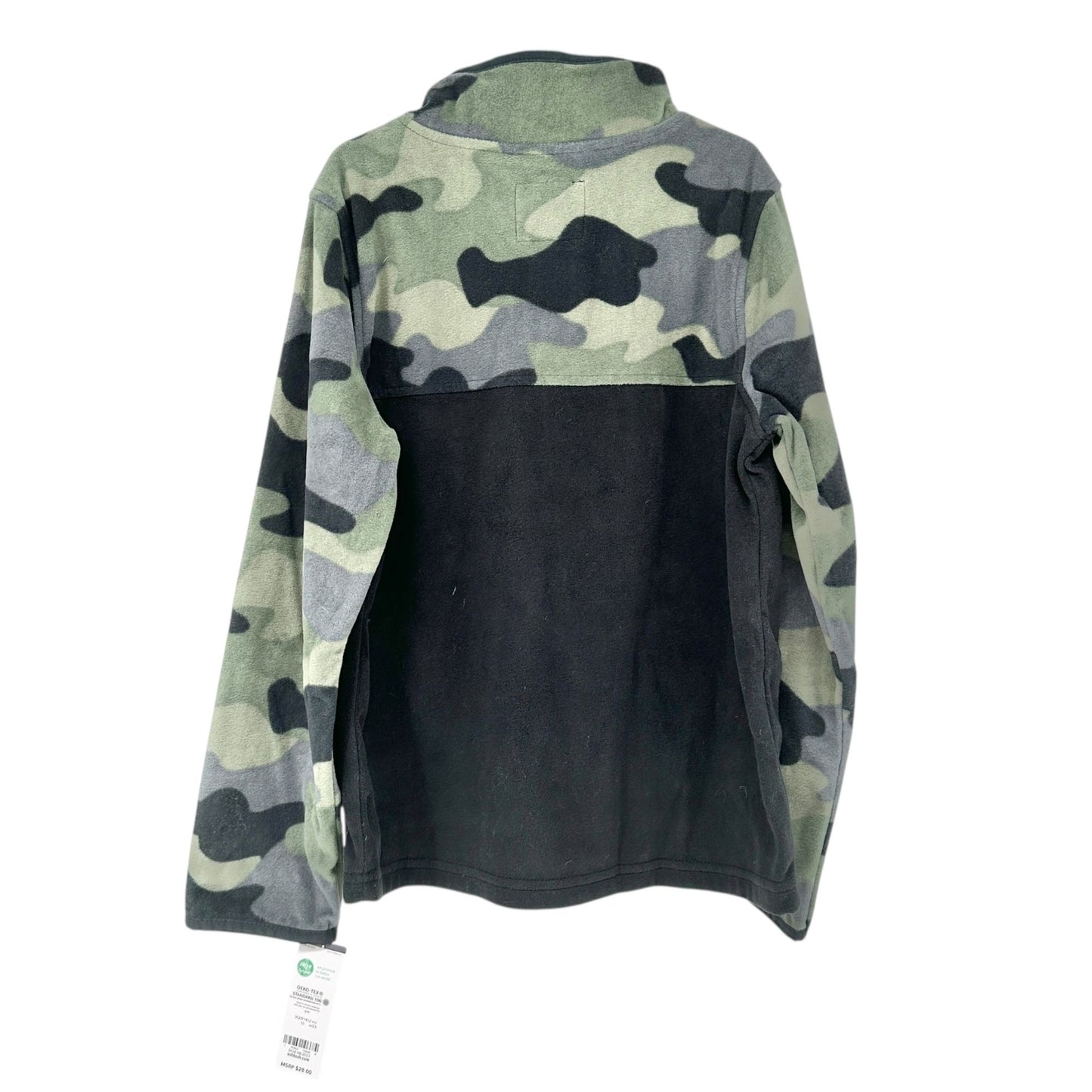 Oshkosh Bgosh Pullover Boys 10/10A Camo Half-Zip Fleece Sweatshirt Black Green