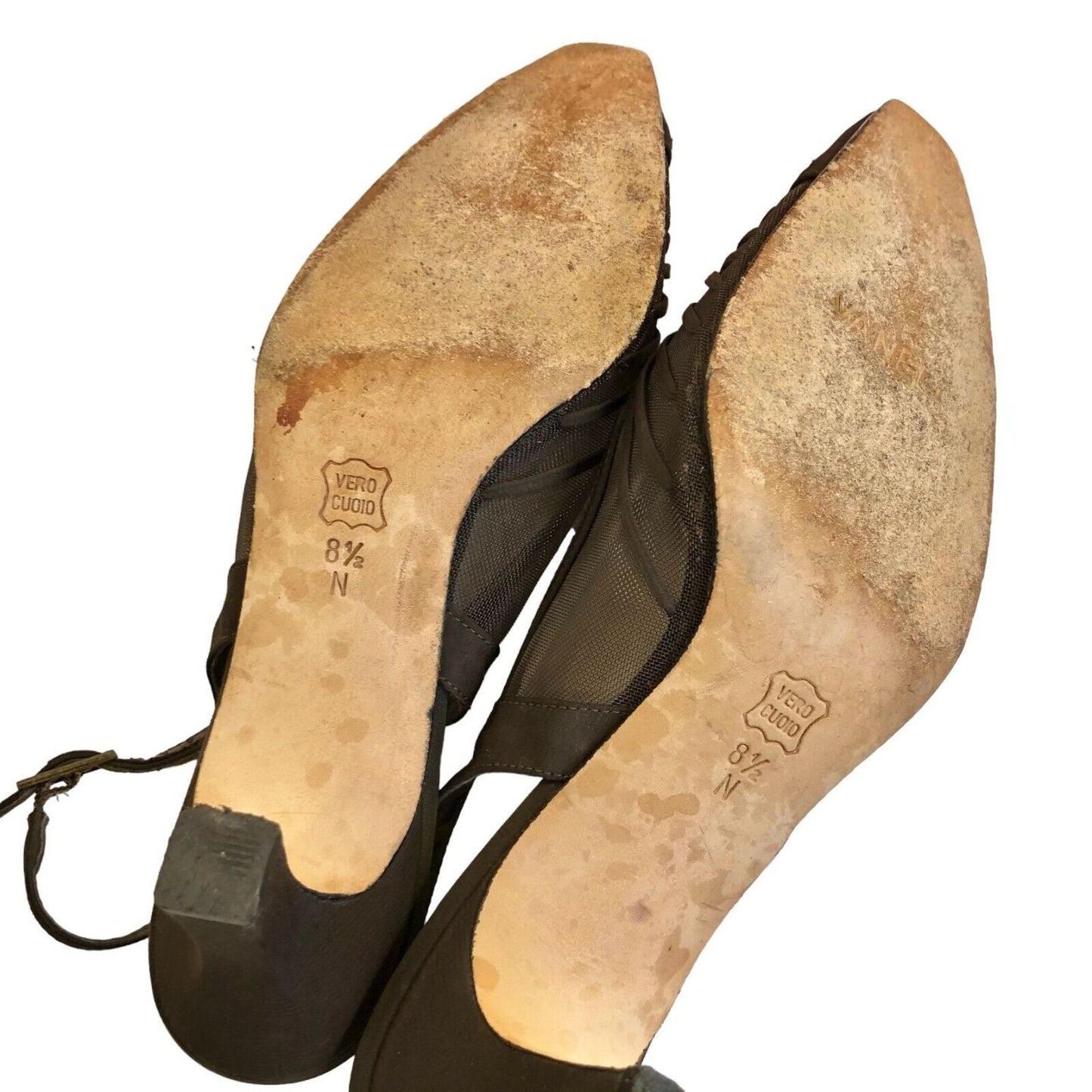 Vintage VANELi Macee Tmoro Pescafab Slingback Heeled Sandal Shoes Brown 8 1/2 N