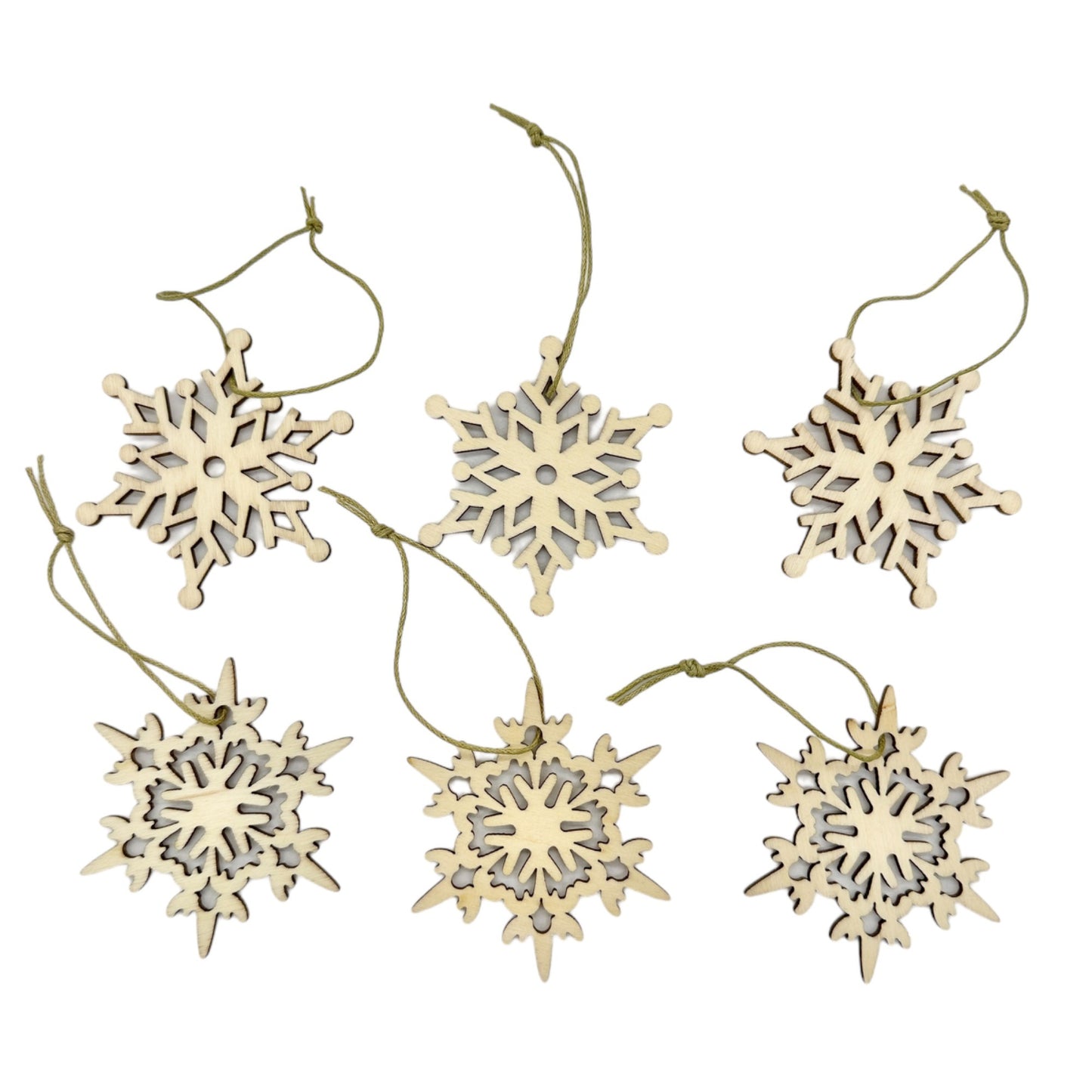 Snowflake Ornaments 13 pc Set Wood Metal Storage Tin Box Ice Cube Mold