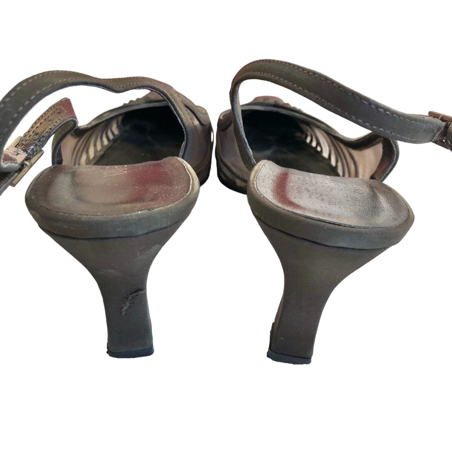 Vintage VANELi Macee Tmoro Pescafab Slingback Heeled Sandal Shoes Brown 8 1/2 N