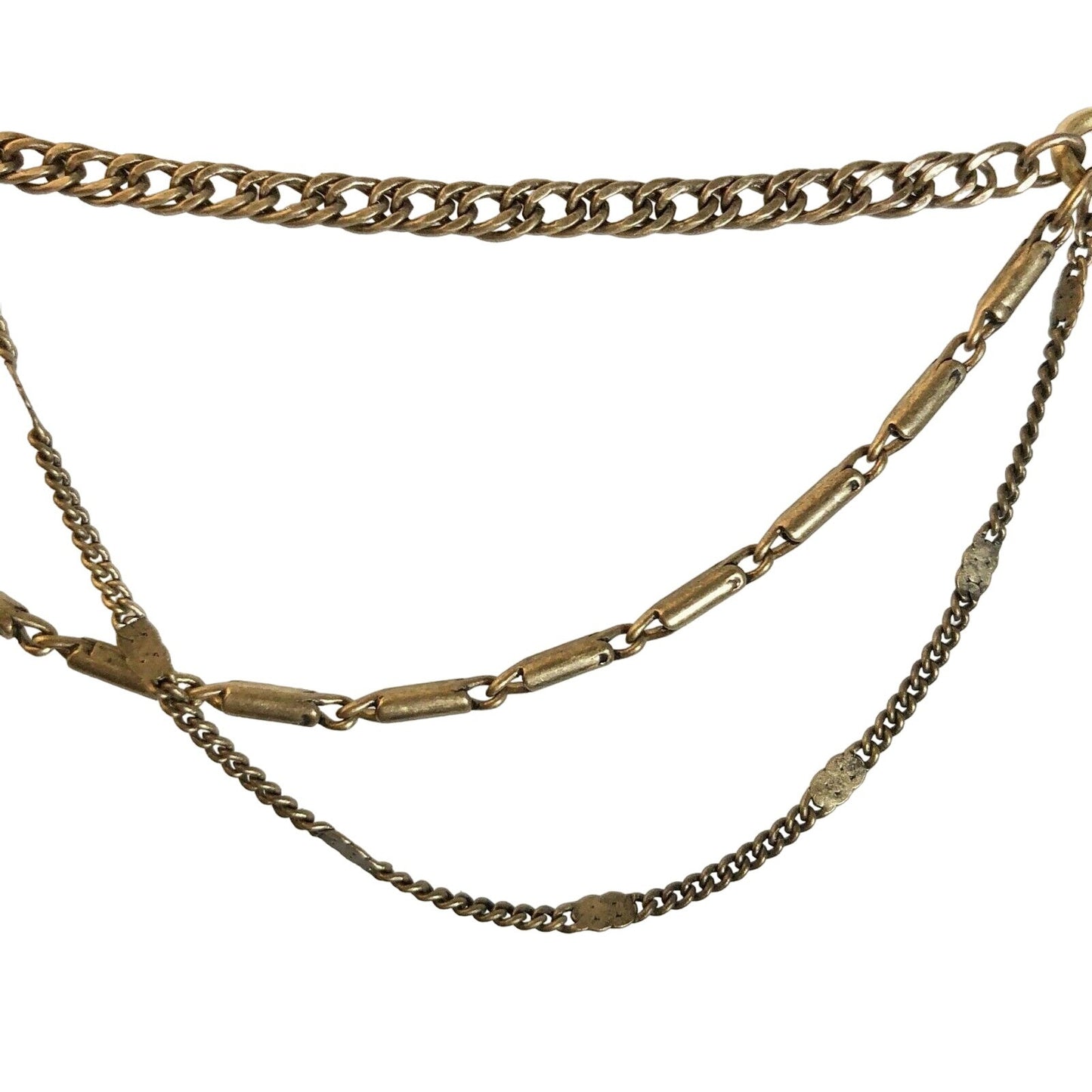 Chloe + Isabel 3 Part Convertible Necklace Crystals Brass Leaf EUC