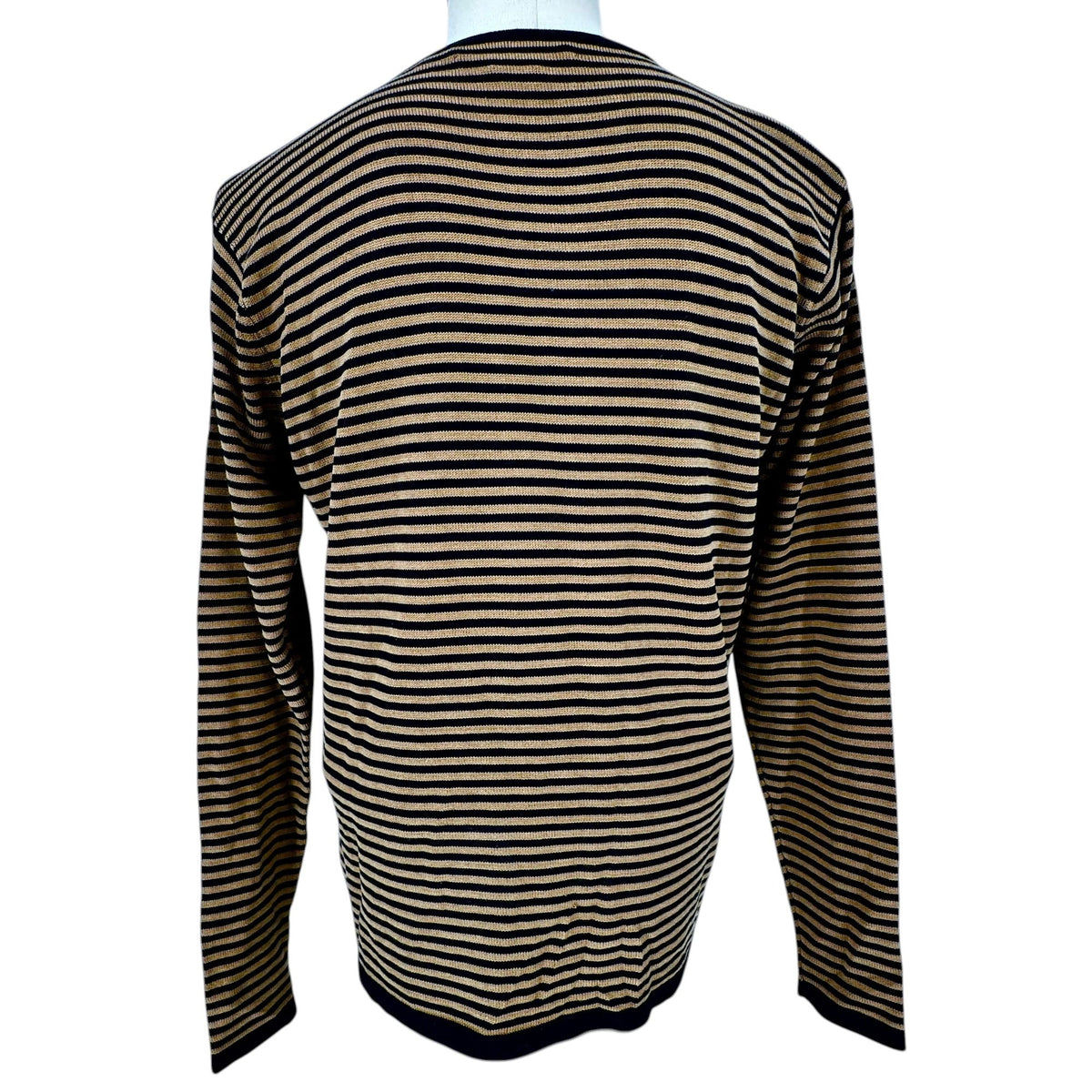 Ryan Harris Sweater Womens Medium Black and Brown Stripe 100% Silk Long Sleeve