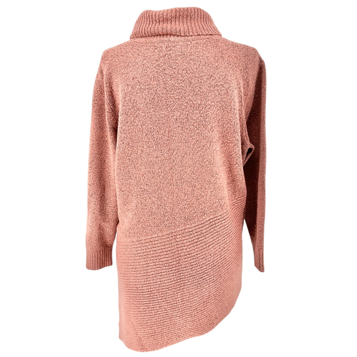 New Directions Curvy Womens 2X Asymmetrical Hem Cowl Neck Sweater In Rose Pink