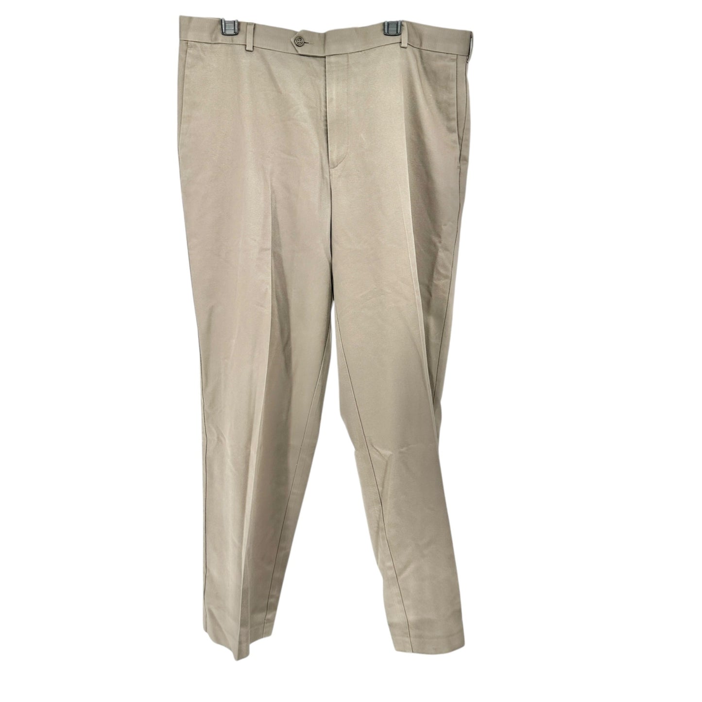 Dockers Premium Mens Relaxed Fit Khaki Pants W38 L34 Flat Front Cotton No Iron