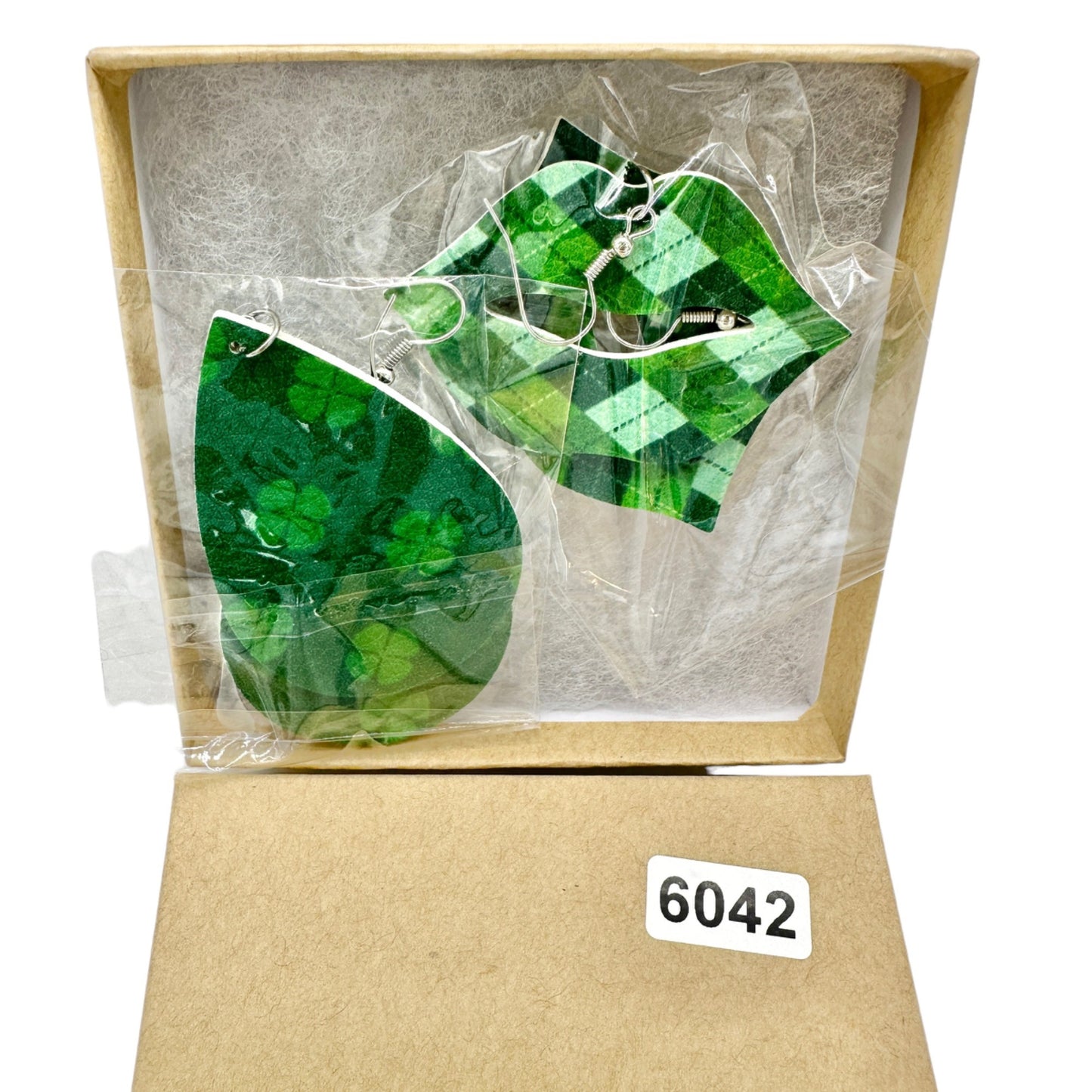 Two Pairs of St. Patrick's Day Earrings 1 Lips 1 Teardrop Shamrocks Plaid NEW