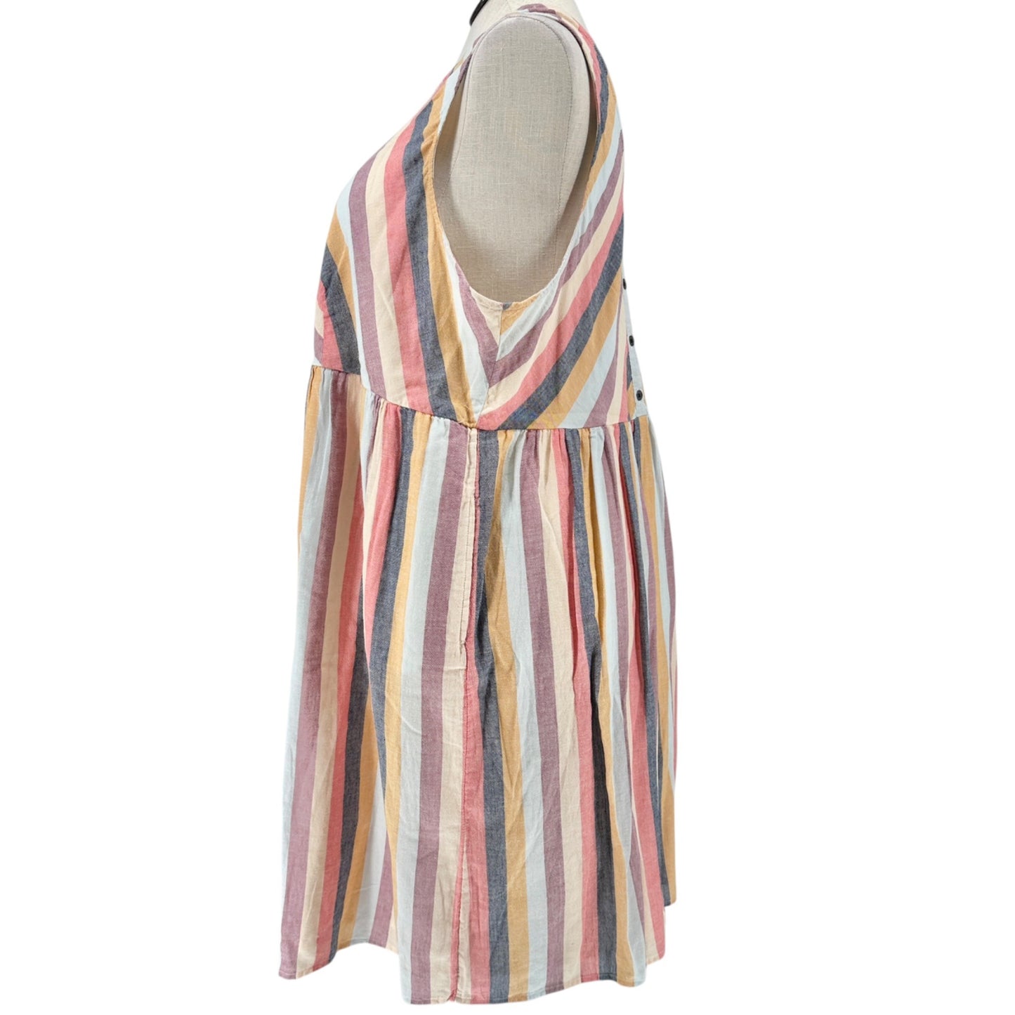 True Craft Dress 2X Multicolor Chevron Stripe Sleeveless w Pockets Cotton Lined