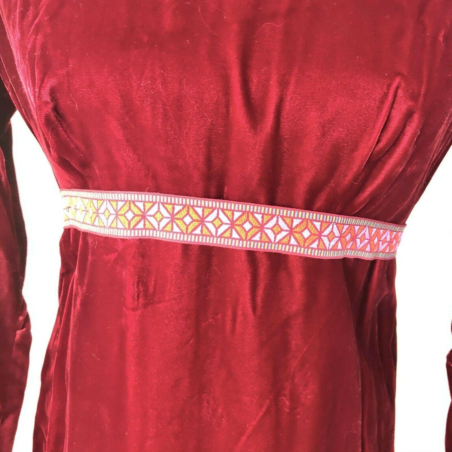 Vintage Long Velvet LS Maroon Empire Waist Dress Handmade Modest