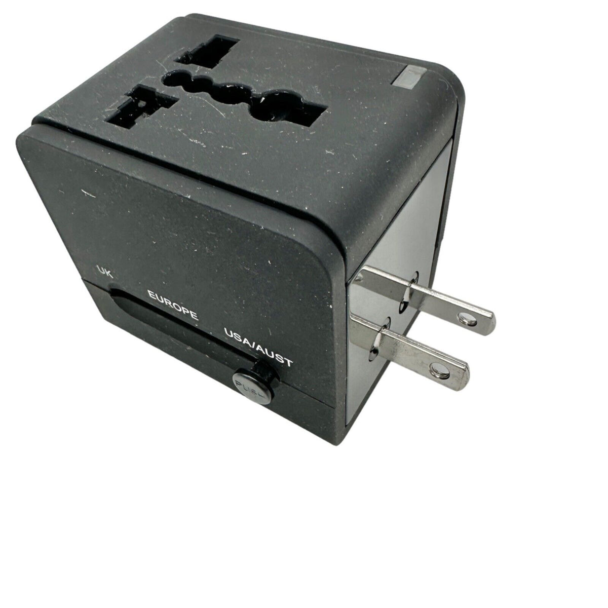 Multi-Nation Travel Adapter with USB Charger Black NEW UK Europe USA Australia
